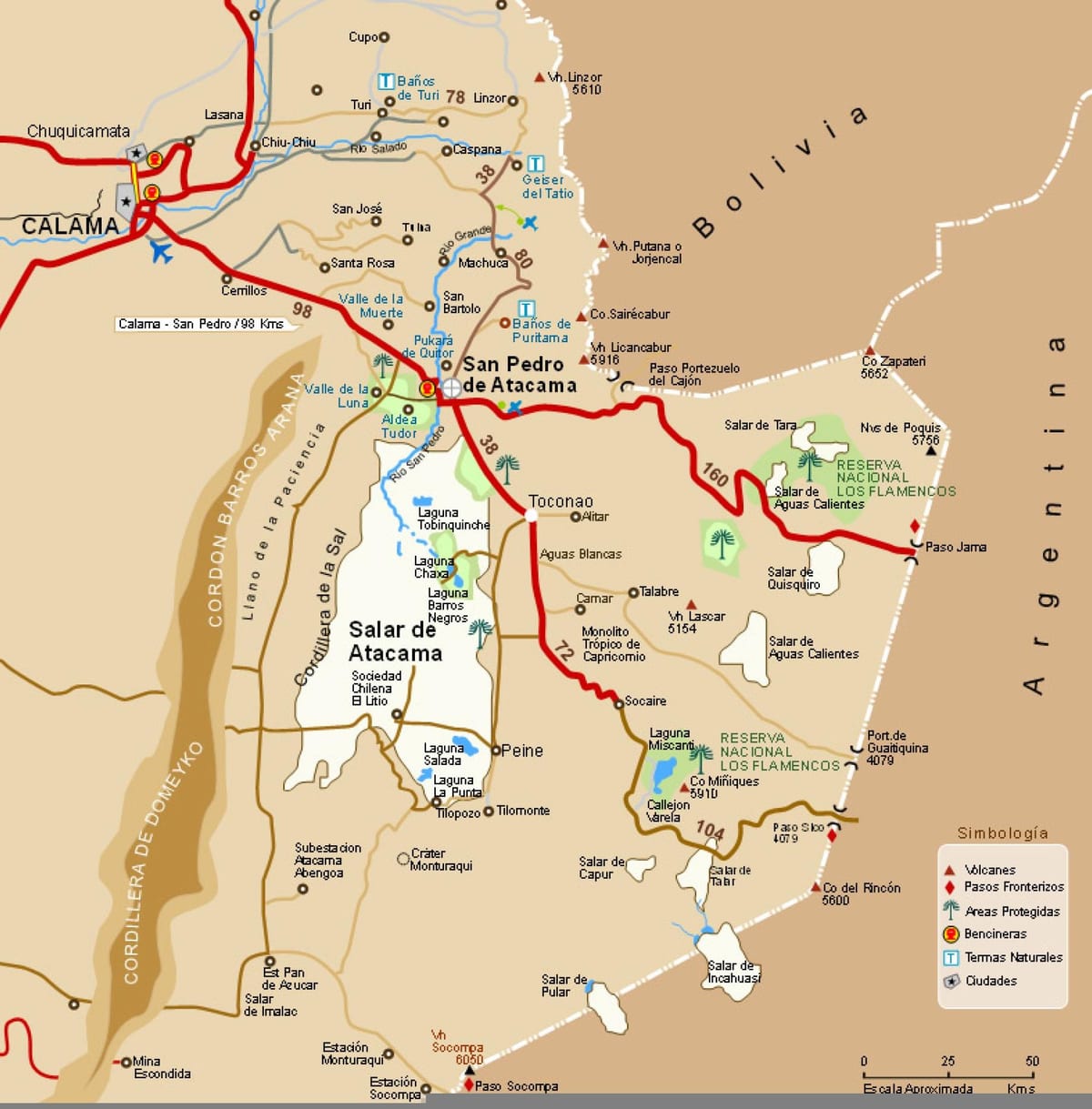 atacama цөлийн Чили газрын зураг